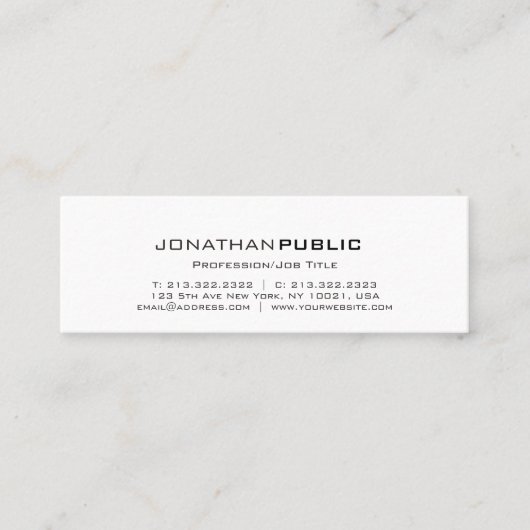 ミニマルモダン芸術的プロフェッショナル スキニー名刺 (正面)