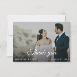 ミニマルモダン葉結婚写真エレガントのズ サンキューカード