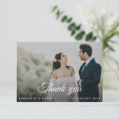 ミニマルモダン葉結婚写真エレガントのズ サンキューカード (スタンド正面)