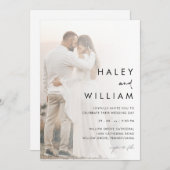 ミニマルモダン薄暗い写真優雅な結婚式 招待状 (正面/裏面)