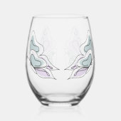 ミニマルモダン薄紫とダスティブルーバタフライ ステムなしワイングラス (左)