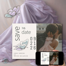 ミニマルモダン薄紫とダスティブルーバタフライ