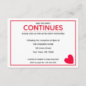 ミニマルモダン赤いハート後パーティー エンクロージャーカード (正面)