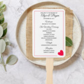 ミニマルモダン赤いハート結婚式 プログラム ハンドファン