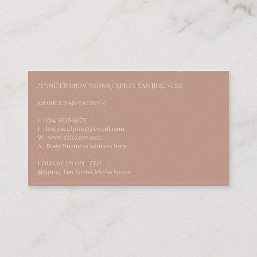 ミニマルモダン赤面スプレータン体スキンケア 名刺 (裏面)