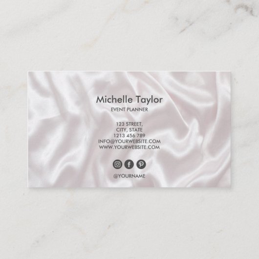 ミニマルモダン赤面ピンクのシルクの署名スクリプト 名刺 (裏面)