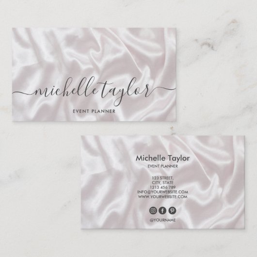 ミニマルモダン赤面ピンクのシルクの署名スクリプト 名刺 (正面/裏面)