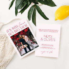 ミニマルモダン赤面ピンクデジタ結婚ル写真の受信 招待状