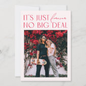 ミニマルモダン赤面ピンクデジタ結婚ル写真の受信 招待状 (正面)