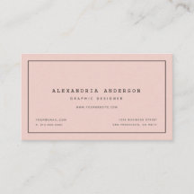 ミニマルモダン赤面ピンクビジネスカード