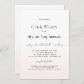 ミニマルモダン赤面ピンクフェードシック結婚ズ 招待状 (正面/裏面)