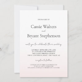 ミニマルモダン赤面ピンクフェードシック結婚ズ 招待状