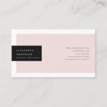 ミニマルモダン赤面ピンク&ブラックビジネスカード