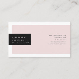 ミニマルモダン赤面ピンク&ブラックビジネスカード 名刺