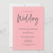 ミニマルモダン赤面ピンクQRコー結婚ド 招待状 (正面)