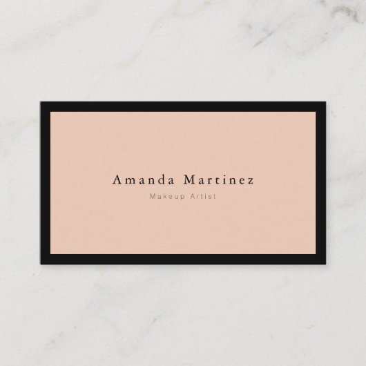 ミニマルモダン赤面ピンクxブラック 名刺 (正面)