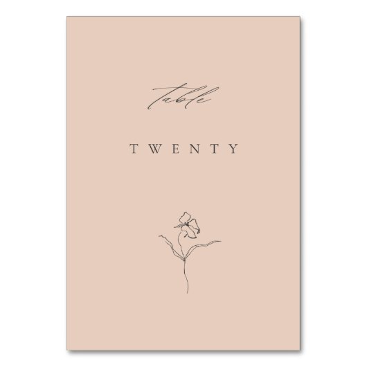 ミニマルモダン赤面ファインアート結婚フローラ テーブルナンバー (裏面)