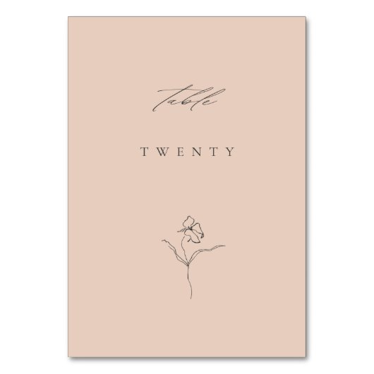 ミニマルモダン赤面ファインアート結婚フローラ テーブルナンバー (正面)