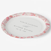 ミニマルモダン赤面ペイズリー結婚タイポグラフィ ペーパープレート (アングル)