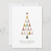 ミニマルモダン赤面金ゴールドシンプルクリスマスツリー シーズンカード (正面)
