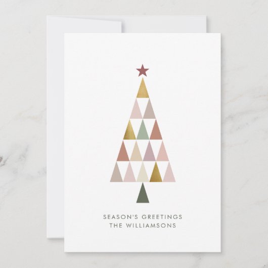 ミニマルモダン赤面金ゴールドシンプルクリスマスツリー シーズンカード (正面)