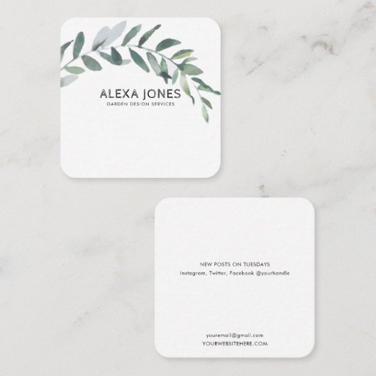 ミニマルモダン造園ガーデンデザインスクエア スクエア名刺 (正面/裏面)