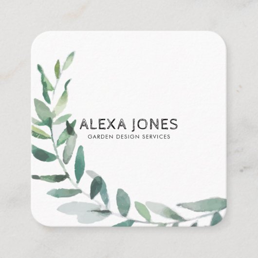 ミニマルモダン造園ガーデンデザイン スクエア名刺 (正面)