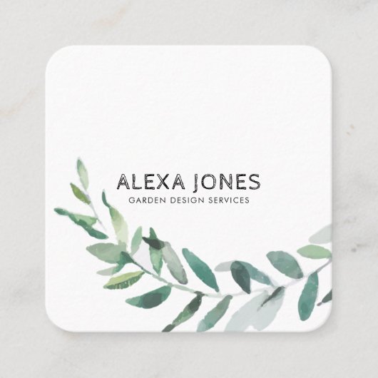 ミニマルモダン造園ガーデンデザイン スクエア名刺 (正面)