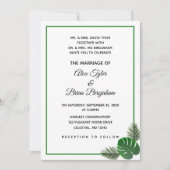 ミニマルモダン野結婚緑 招待状 (正面)