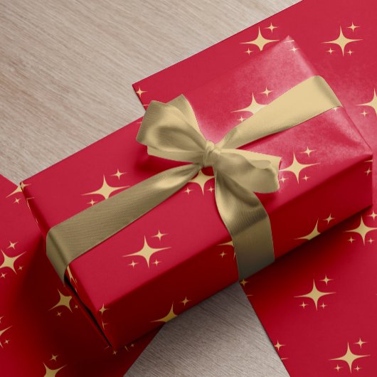 ミニマルモダン金ゴールドは赤いクリスマスプレゼントを主演する ラッピングペーパー