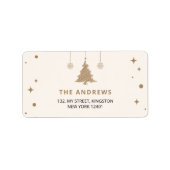 ミニマルモダン金ゴールドクリスマスツリーファミリー ラベル (正面)