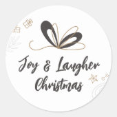 ミニマルモダン金ゴールドクリスマスファミリー ラウンドシール (正面)
