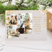 ミニマルモダン金ゴールドクリスマスフォトファミリー シーズンカード