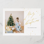 ミニマルモダン金ゴールドクリスマス 箔シーズンカード (正面)