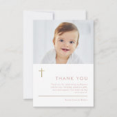 ミニマルモダン金ゴールドクロスフォトバプテスマ サンキューカード (正面)