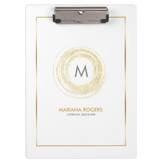ミニマルモダン金ゴールドグリッター円 クリップボード (正面)