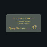 ミニマルモダン金ゴールドスクリプトMerry Christmas ラベル<br><div class="desc">ミニマルモダンリストメリークリスマスクリスマスツリー。魅力的なモダンプロフェッショナルデザインとコンテンポラリーtouch。エレガンスとスタイルのtouch。カスタマイズモノグラムのイニシャル、名前とアドレスの詳細。</div>