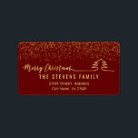 ミニマルモダン金ゴールドスクリプトMerry Christmas ラベル<br><div class="desc">ミニマルモダンリストメリークリスマスクリスマスツリー。魅力的なモダンプロフェッショナルデザインとコンテンポラリーtouch。エレガンスとスタイルのtouch。カスタマイズモノグラムのイニシャル、名前とアドレスの詳細。</div>