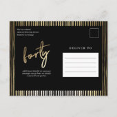 ミニマルモダン金ゴールドタイプ40歳の誕生日 インビテーションポストカード (裏面)