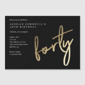 ミニマルモダン金ゴールドタイプ40歳の誕生日 マグネット招待状 (正面)