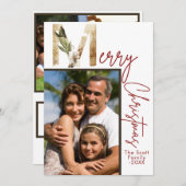 ミニマルモダン金ゴールドフォトクリスマスカード シーズンカード (正面/裏面)