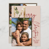 ミニマルモダン金ゴールドフォトクリスマスカード 招待状 (正面/裏面)