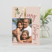 ミニマルモダン金ゴールドフォトクリスマスカード 招待状 (スタンド正面)