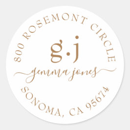 ミニマルモダン金ゴールドモノグラムスクリプト名 ラウンドシール