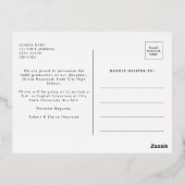 ミニマルモダン金ゴールド卒業 箔招待状ポストカード (裏面)