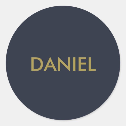 ミニマルモダン金ゴールド文字ネイビーブルー ラウンドシール (正面)