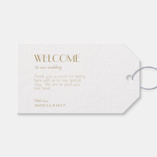 ミニマルモダン金ゴールド結婚アールデコのギフトラベル ギフトタグ (正面(横))