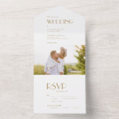 ミニマルモダン金ゴールド結婚アールデコ オールインワン招待状 (内側)