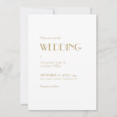 ミニマルモダン金ゴールド結婚アールデコ 招待状 (正面)