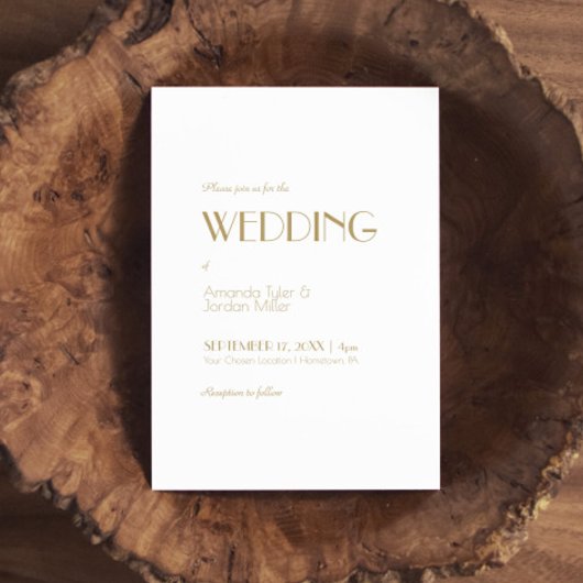 ミニマルモダン金ゴールド結婚アールデコ 招待状